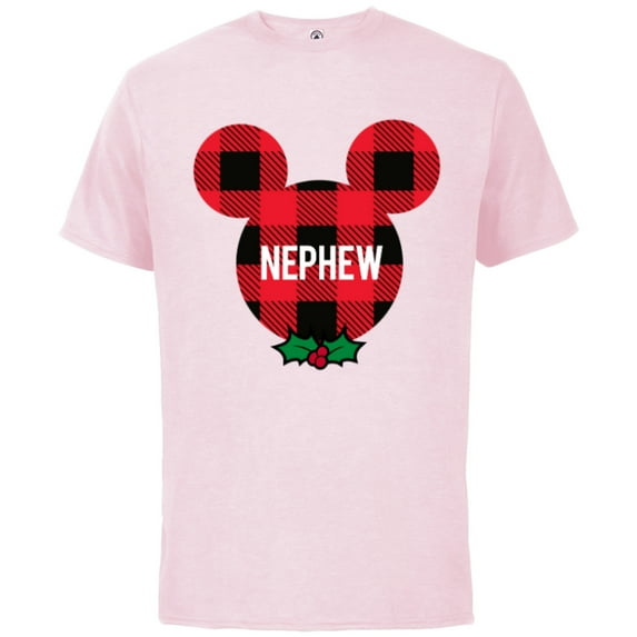 Disney Mickey Mouse NEPHEW Holiday Family - Short Sleeve Cotton T-Shirt for Adults - Customized-Soft Pink
