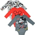 thumbnail image 1 of Disney Mickey Mouse Newborn Baby Boys 3 Pack Bodysuits Newborn to Infant, 1 of 5