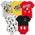 thumbnail image 1 of Disney Mickey Mouse Newborn Baby Boys 5 Pack Bodysuits Newborn to Infant, 1 of 5