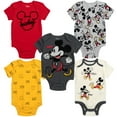 thumbnail image 1 of Disney Mickey Mouse Newborn Baby Boys 5 Pack Bodysuits, 1 of 5