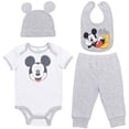 thumbnail image 1 of Disney Mickey Mouse Newborn Baby Boys Bodysuit Pants Bib and Hat 4 Piece Outfit Set Newborn to Infant, 1 of 5