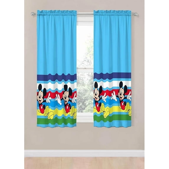Disney Mickey Mouse Oh Boy! 2 Panels Drapes Set - 63 Inch Long - Kids Room Accessories