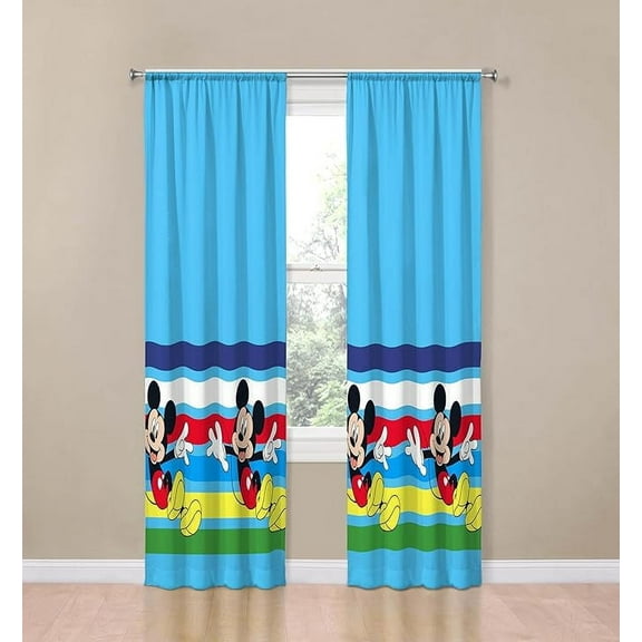 Disney Mickey Mouse Oh Boy! 2 Panels Drapes Set - 84 Inch Long - Kids Room Accessories
