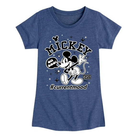 Disney - Mickey Mouse - Oh Boy Hashtag Current Mood - Toddler & Youth Girls Short Sleeve Graphic T-Shirt