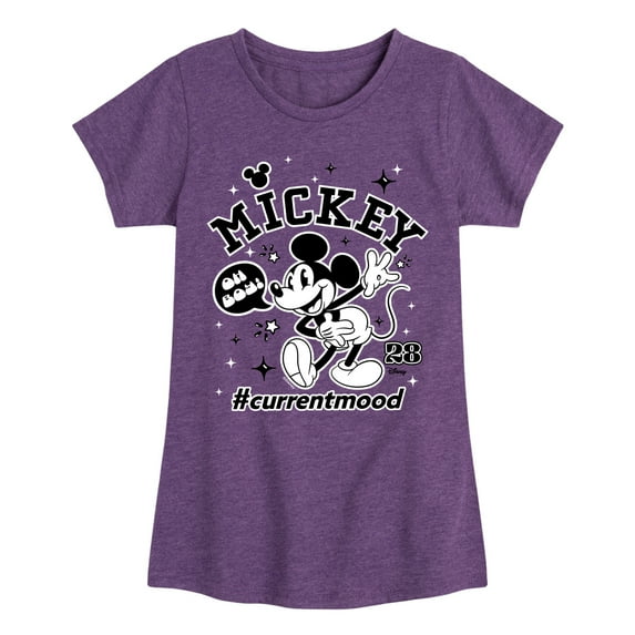 Disney - Mickey Mouse - Oh Boy Hashtag Current Mood - Toddler & Youth Girls Short Sleeve Graphic T-Shirt