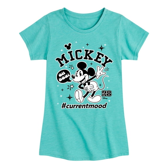 Disney - Mickey Mouse - Oh Boy Hashtag Current Mood - Toddler & Youth Girls Short Sleeve Graphic T-Shirt