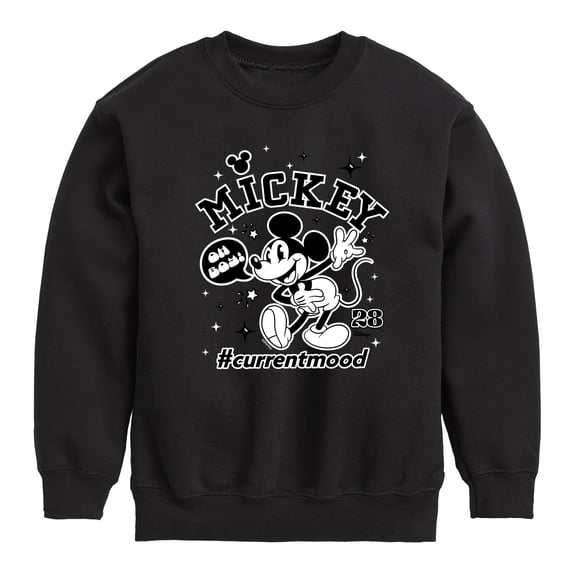 Disney - Mickey Mouse - Oh Boy Hashtag Current Mood - Youth Crewneck Fleece Sweatshirt