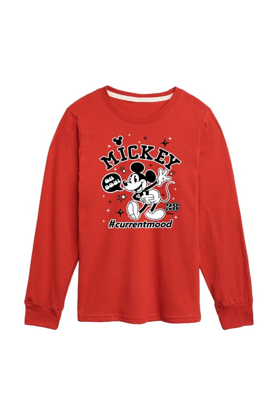 - Mickey Mouse - Oh Boy Hashtag Current Mood - Youth Long Sleeve Graphic T-Shirt