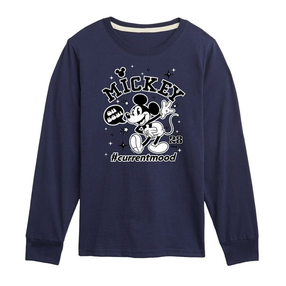 Disney - Mickey Mouse - Oh Boy Hashtag Current Mood - Youth Long Sleeve Graphic T-Shirt