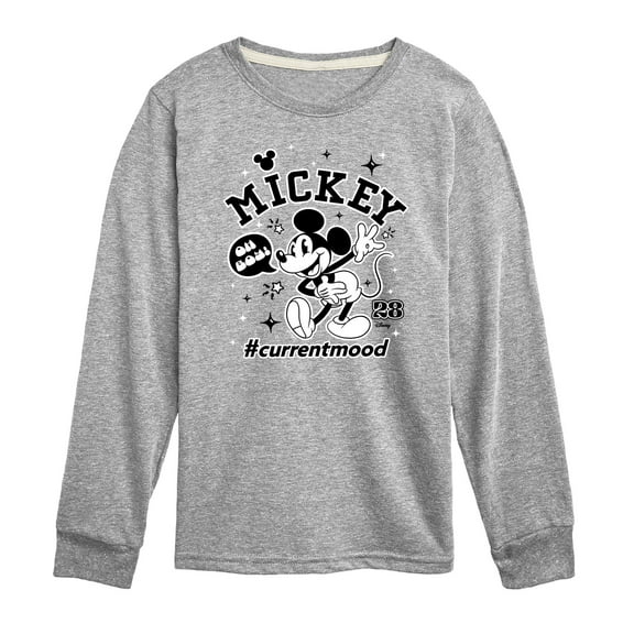 Disney - Mickey Mouse - Oh Boy Hashtag Current Mood - Youth Long Sleeve Graphic T-Shirt