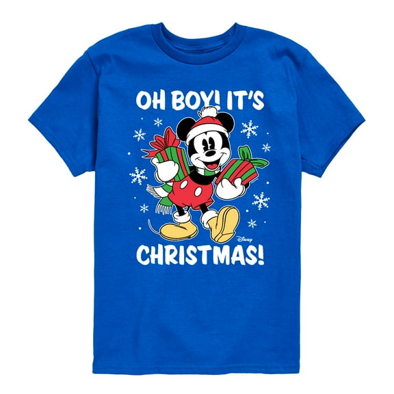 Disney - Mickey Mouse Oh Boy Its Christmas - Toddler & Youth Short Sleeve Graphic T-Shirt