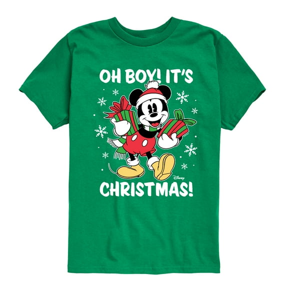 Disney - Mickey Mouse Oh Boy Its Christmas - Toddler & Youth Short Sleeve Graphic T-Shirt