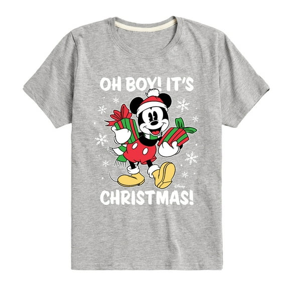 Disney - Mickey Mouse Oh Boy Its Christmas - Toddler & Youth Short Sleeve Graphic T-Shirt