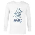 thumbnail image 1 of Disney Mickey Mouse Oh Boy Oh Boy Retro Vintage Lineart - Long Sleeve T-Shirt for Men - Customized-White, 1 of 5