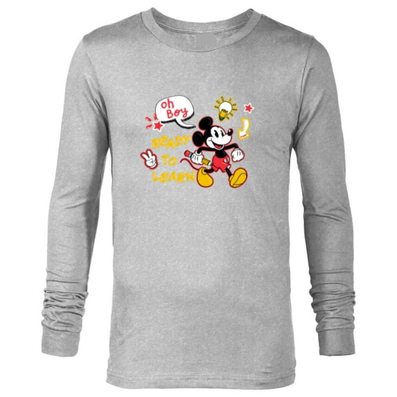 Disney Mickey Mouse Oh Boy Ready to Learn - Long Sleeve T-Shirt for Men - Customized-Athletic Heather