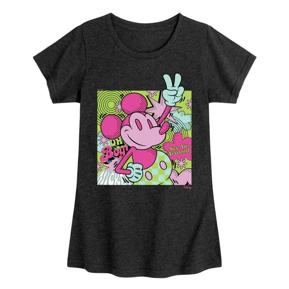 Disney - Mickey Mouse - Oh Boy! See Ya' Around - Toddler & Youth Girls Short Sleeve Graphic T-Shirt