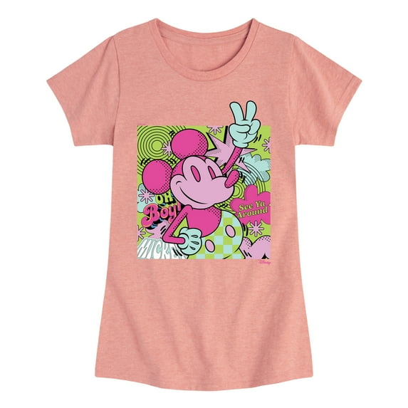 Disney - Mickey Mouse - Oh Boy! See Ya' Around - Toddler & Youth Girls Short Sleeve Graphic T-Shirt