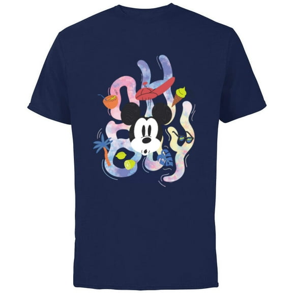 Disney Mickey Mouse “Oh Boy” Summer Beach Vacation Surprise- Short Sleeve Cotton T-Shirt for Adults - Customized-Navy