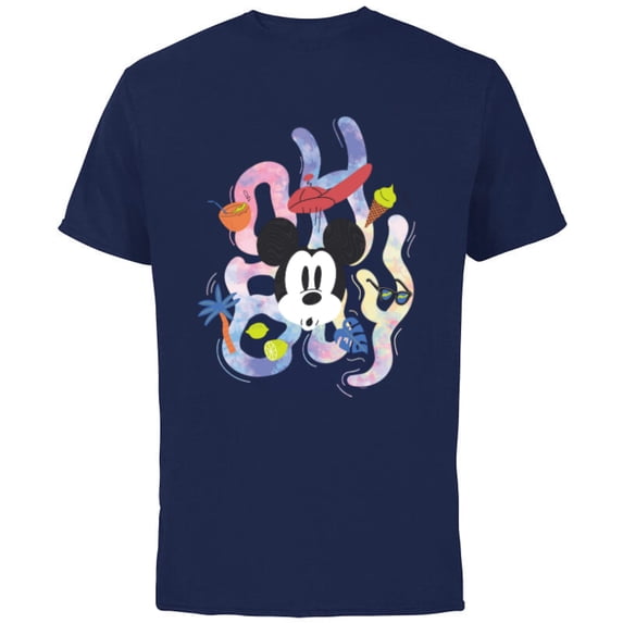 Disney Mickey Mouse “Oh Boy” Summer Beach Vacation Surprise- Short Sleeve Cotton T-Shirt for Adults - Customized-Navy
