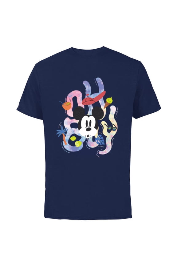 Mickey Mouse “Oh Boy” Summer Beach Vacation Surprise- Short Sleeve Cotton T-Shirt for Adults - Customized-Navy