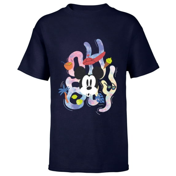 Disney Mickey Mouse “Oh Boy” Summer Beach Vacation Surprise- Short Sleeve T-Shirt for Kids - Customized-Navy