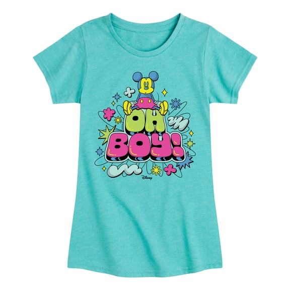 Disney - Mickey Mouse - Oh Boy! - Toddler & Youth Girls Short Sleeve Graphic T-Shirt