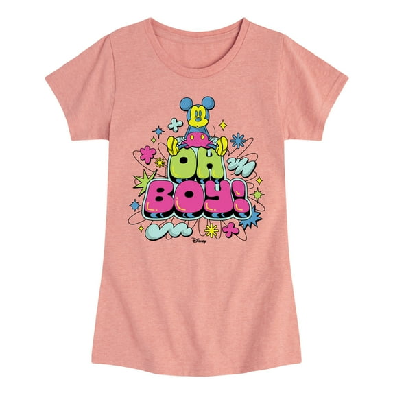 Disney - Mickey Mouse - Oh Boy! - Toddler & Youth Girls Short Sleeve Graphic T-Shirt