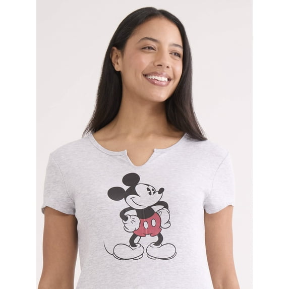Disney Mickey Mouse Junior V-Neck Tee, S-2XL (Women's)