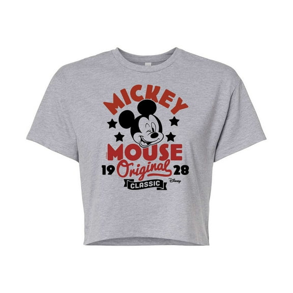 Disney - Mickey Mouse - Original & Classic Since 1928 - Juniors Cropped Cotton Blend T-Shirt
