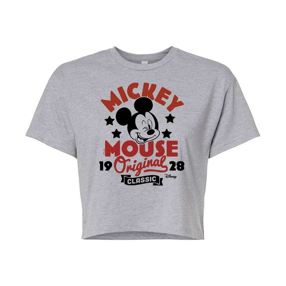 Disney - Mickey Mouse - Original & Classic Since 1928 - Juniors Cropped Cotton Blend T-Shirt
