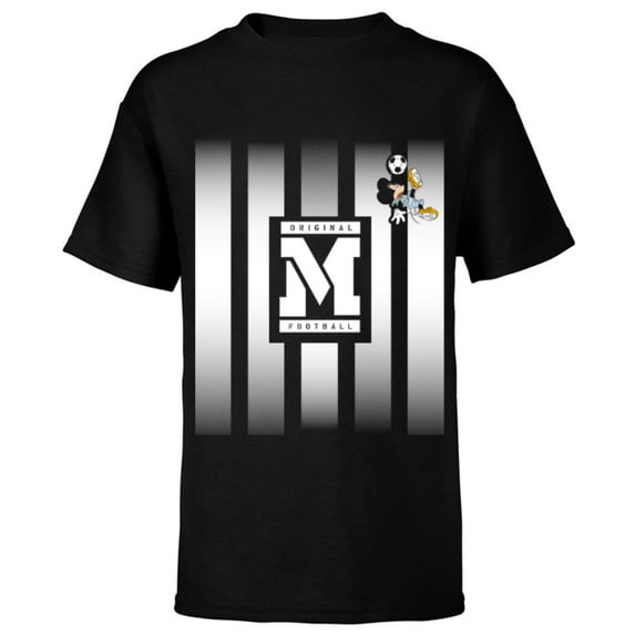 Disney Mickey Mouse Original Football M Soccer - Short Sleeve T-Shirt for Kids - Customized-Black