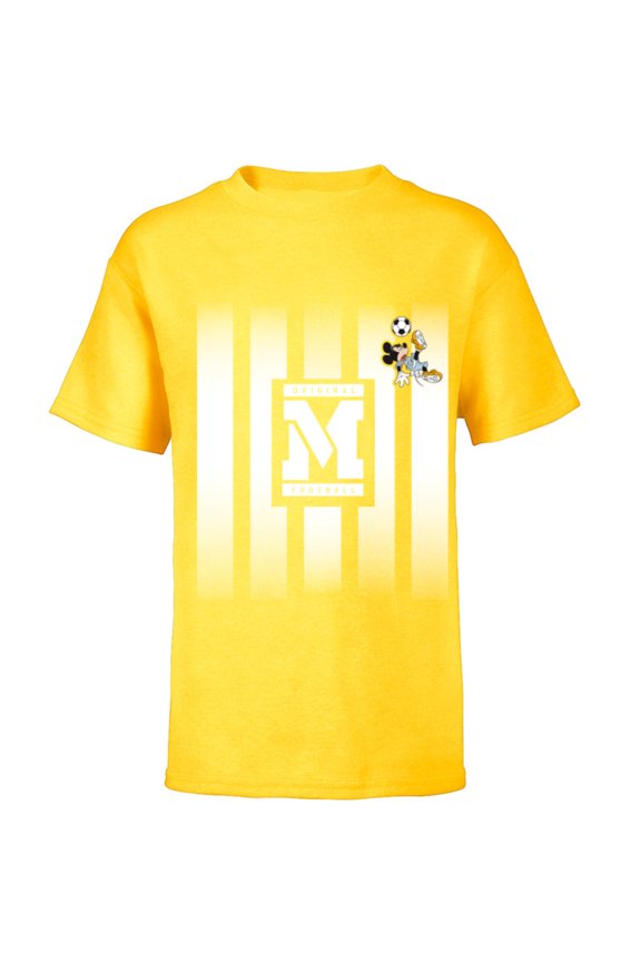 Mickey Mouse Original Football M Soccer - Short Sleeve T-Shirt for Kids - Customized-Yellow