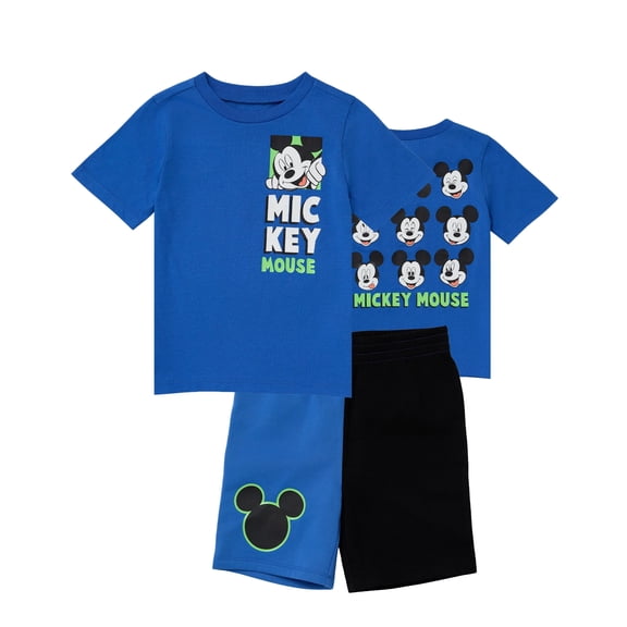 Disney Mickey Mouse Outfit for Boys, Toddler and Little Kids Clothes, T-Shirt and Shorts Set (Royal Blue, 4T)