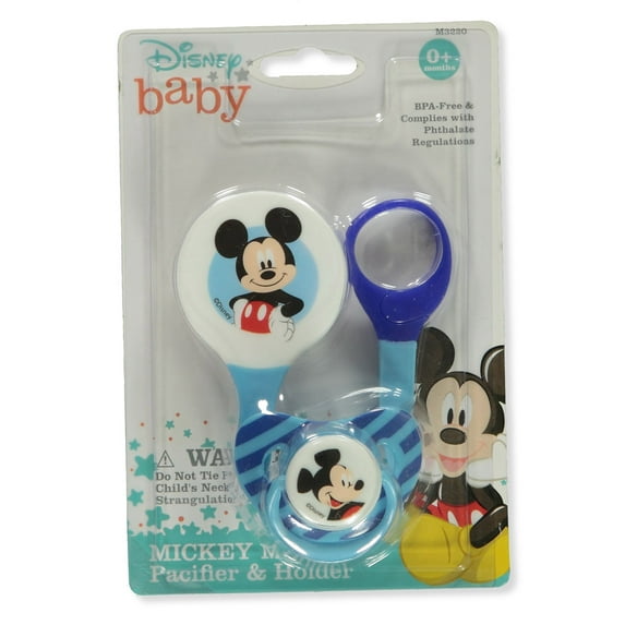 Disney Mickey Mouse Pacifier & Holder Set Color: light blue Size: one size