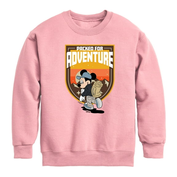 Disney - Mickey Mouse - Packed for Adventure - Youth Crewneck Fleece Sweatshirt