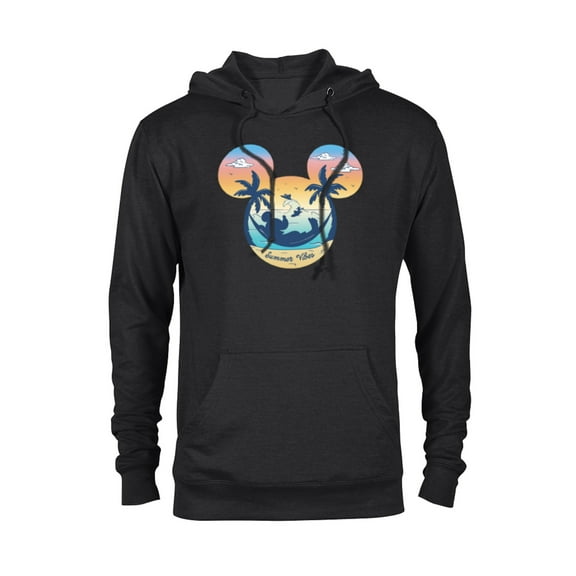 Disney Mickey Mouse & Pals Beach Vacation Summer Vibes- Pullover Hoodie for Adults - Customized-Black