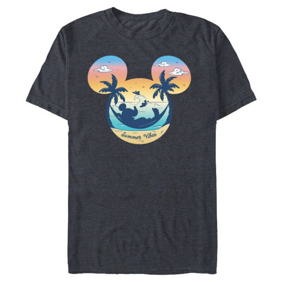 Disney Mickey Mouse & Pals Beach Vacation Summer Vibes- Short Sleeve Blended T-Shirt for Adults - Customized-Navy Heather