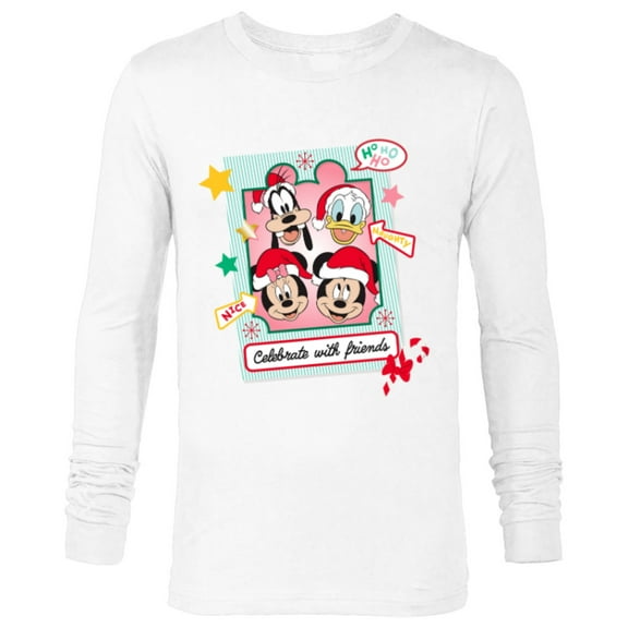 Disney Mickey Mouse & Pals Christmas Celebrate with Friends - Long Sleeve T-Shirt for Men - Customized-White