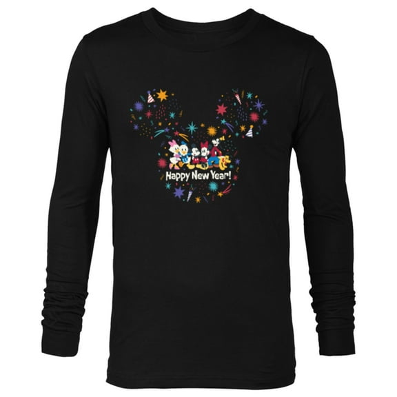Disney Mickey Mouse & Pals Head Icon Cute Happy New Year - Long Sleeve T-Shirt for Men - Customized-Black