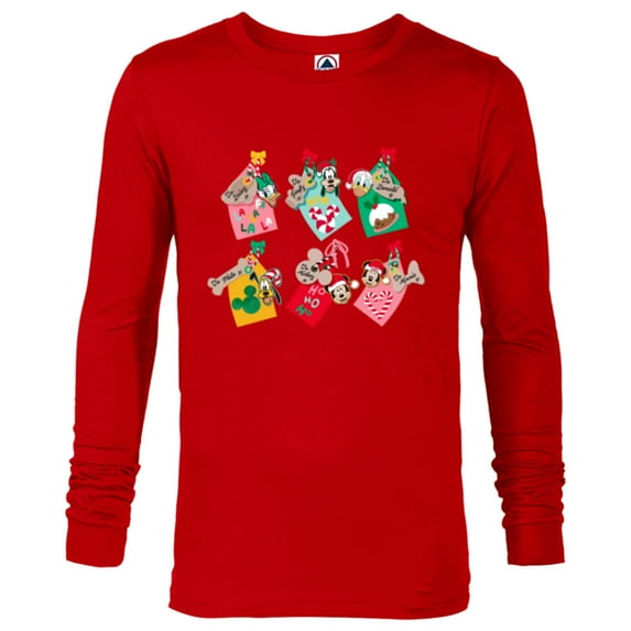 Disney Mickey Mouse & Pals Holiday Christmas Gift Tags - Long Sleeve T-Shirt for Men - Customized-New Red