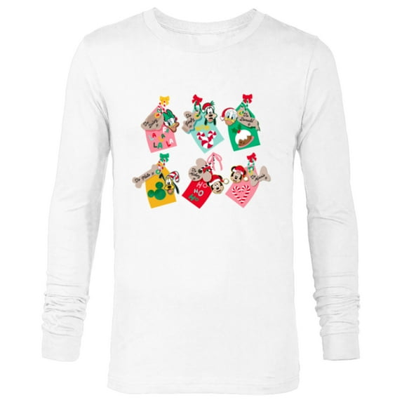 Disney Mickey Mouse & Pals Holiday Christmas Gift Tags - Long Sleeve T-Shirt for Men - Customized-White
