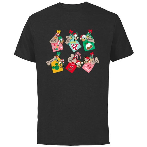 Disney Mickey Mouse & Pals Holiday Christmas Gift Tags - Short Sleeve Cotton T-Shirt for Adults - Customized-Black