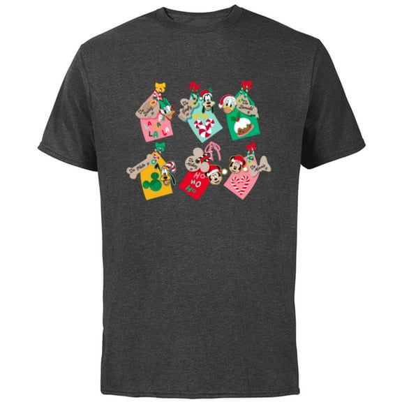 Disney Mickey Mouse & Pals Holiday Christmas Gift Tags - Short Sleeve Cotton T-Shirt for Adults - Customized-Charcoal