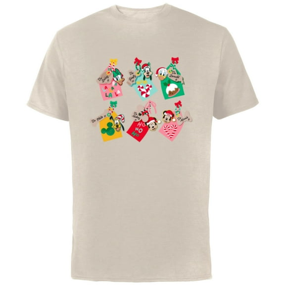 Disney Mickey Mouse & Pals Holiday Christmas Gift Tags - Short Sleeve Cotton T-Shirt for Adults - Customized-Natural