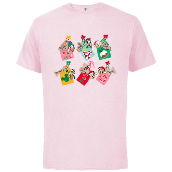 Disney Mickey Mouse & Pals Holiday Christmas Gift Tags - Short Sleeve Cotton T-Shirt for Adults - Customized-Soft Pink