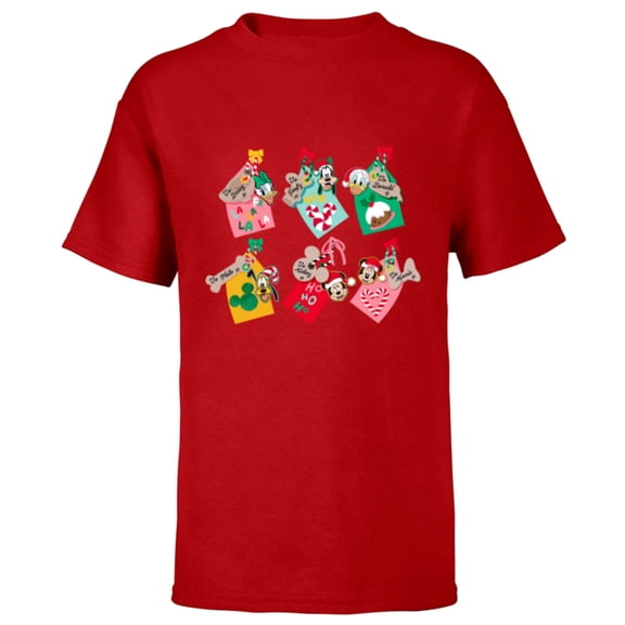 Disney Mickey Mouse & Pals Holiday Christmas Gift Tags - Short Sleeve T-Shirt for Kids - Customized-Red