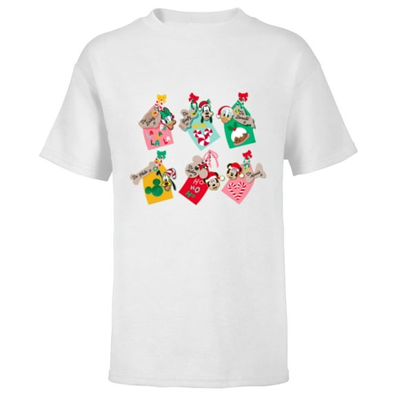 Disney Mickey Mouse & Pals Holiday Christmas Gift Tags - Short Sleeve T-Shirt for Kids - Customized-White