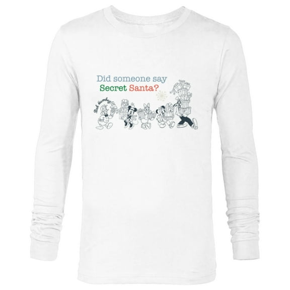 Disney Mickey Mouse & Pals Holiday Christmas Secret Santa - Long Sleeve T-Shirt for Men - Customized-White