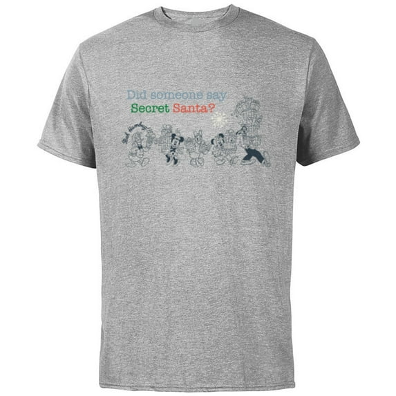 Disney Mickey Mouse & Pals Holiday Christmas Secret Santa - Short Sleeve Cotton T-Shirt for Adults - Customized-Athletic Heather