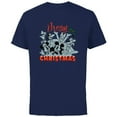 thumbnail image 1 of Disney Mickey Mouse & Pals Merry Christmas Retro Distressed - Short Sleeve Cotton T-Shirt for Adults - Customized-Navy, 1 of 5